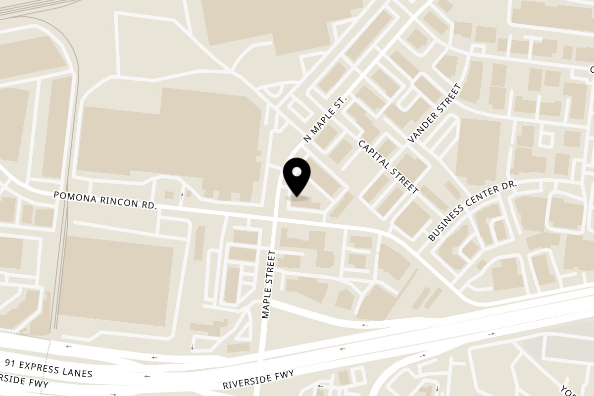 Map showing the location of Crave Coffee & Tea Maple Street on 109 N Maple St # F in Corona
